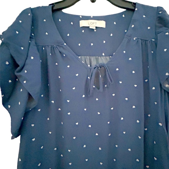 LOFT
Heart Tie Neck Flutter Sleeve Top - Picture 8 of 10